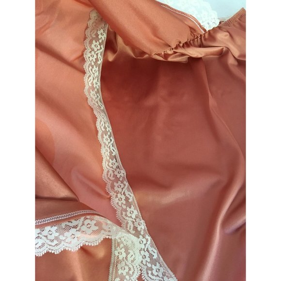 Vintage Copper Colored Half Slip, Feminine Slip Skirt, Wrap High Slit Coquette - Picture 12 of 16